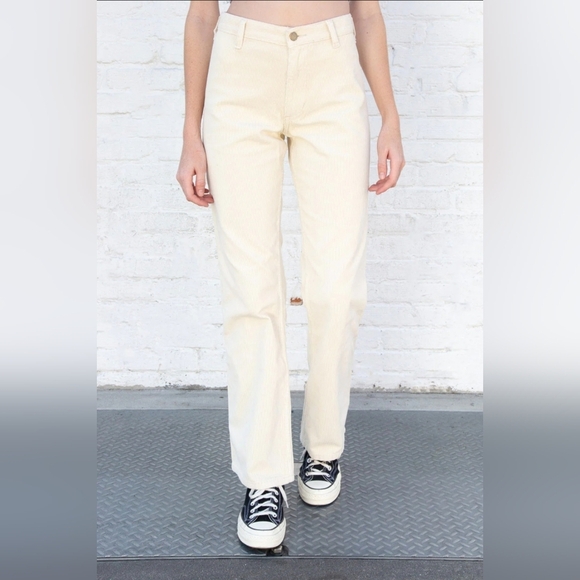 Brandy Melville Lisa cream bootcut high waisted corduroy - Picture 1 of 8